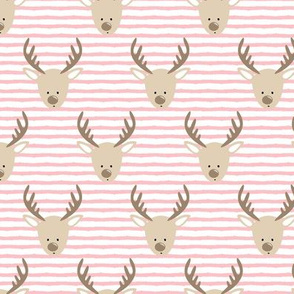 reindeer - cute christmas reindeer - pink stripes - LAD20