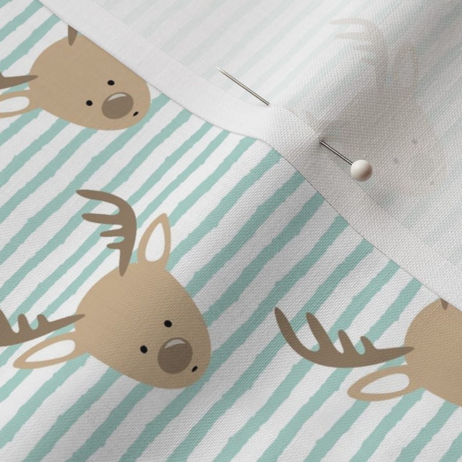 reindeer - cute christmas reindeer - mint stripes - LAD20