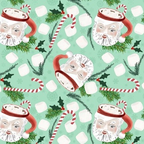 Vintage Santa Mugs watercolor 