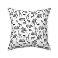 Black and Grey Safari Party on White - Smaller Scale