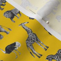 Black and Grey Safari Party on Golden Yellow - Smaller Scale