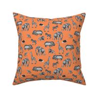 Black and Grey Safari Party on Coral - Smaller Scale