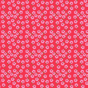 Hibicus flower tiled offset fabric design red