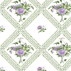 Canton Rose tiled bouquet purple and green