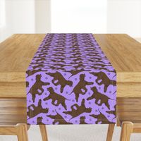 Trotting Irish Water Spaniels and paw prints - light purple