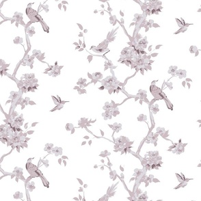 Betsy chinoiserie trees, taupe and white, medium scale