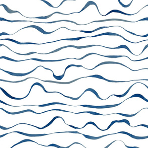 navy blue watercolor waves