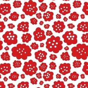 Puffy Scandi Floral in Red + White