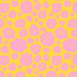 Puffy Scandi Floral in Pink Lemonade