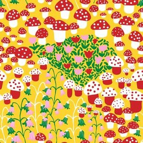 Merry Scandi Mushroom Patch in Sunshine Yellow