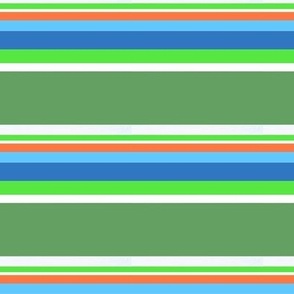 Pickleball Summer - Court Green, Grass Green, Bright Blue, Sky Blue, Orange,  and White Stripes