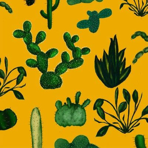 cactus pattern mustard