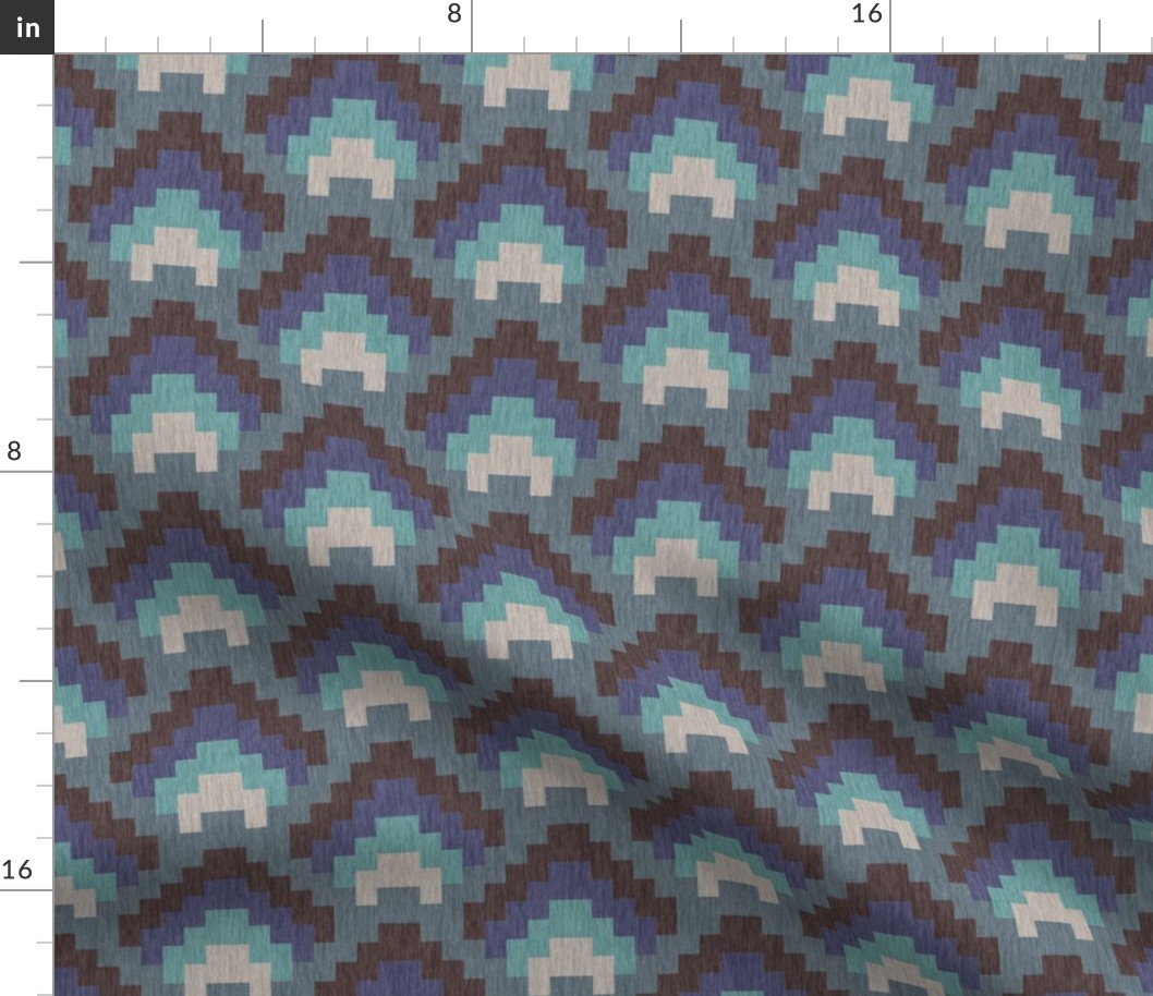 Bargello Mountain Range in Storm Cloud Gray Blues