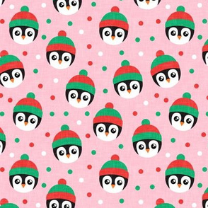 winter penguins - cute penguins - pink - LAD20