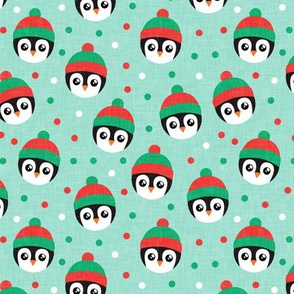 winter penguins - cute penguins - mint - LAD20