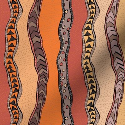 small Aboriginal Stripes-Red earth