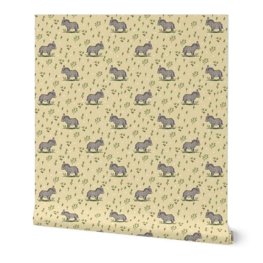 Baby Donkey  Gray on Yellow