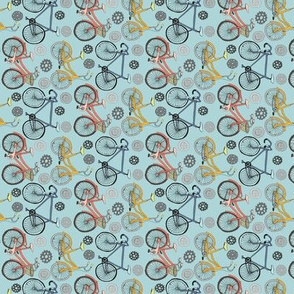 Just Keep Pedalling - Soft Blue (Tiny + rotated)