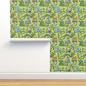 Frog Prince Miniature Golf Novelty Fabric - Colorful Illustrated Design