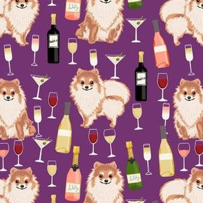 pom wine fabric - pomeranian design - purple