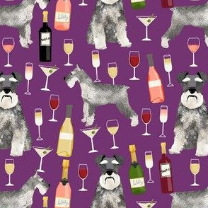 schnauzer wine fabric - purple