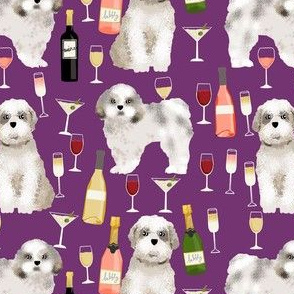 shih tzu wine fabric - dog design - purple