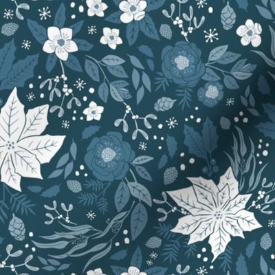 Blue Winter Floral