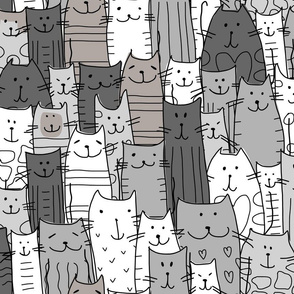 Funny Grey Cats Family Outline