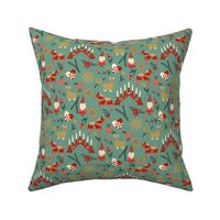 god jul scandi christmas fabric - nordic folk design -green