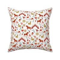 god jul scandi christmas fabric - nordic folk design -white