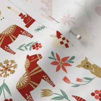 god jul scandi christmas fabric - nordic folk design -white