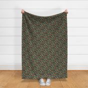 god jul scandi christmas fabric - nordic folk design - pine green