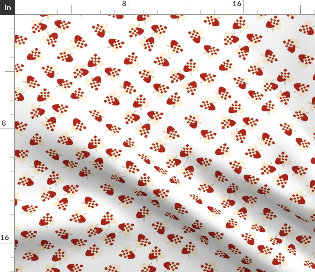 danish heart fabric - nordic christmas design -white