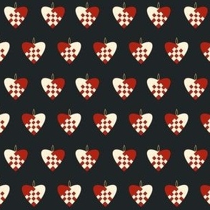 danish heart fabric - nordic christmas design - almost black