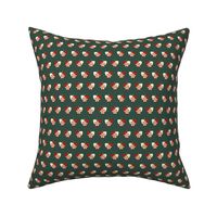 danish heart fabric - nordic christmas design - pine green