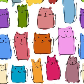 Funny Cats Family Colorful