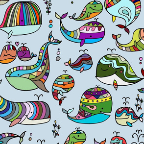 Whales Colorful, Childish style