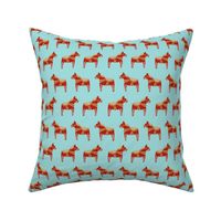 dala horse fabric - minimal folk design - light blue