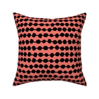 rows of dots // coral black and coral dots rows stripes hand-drawn