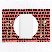 rows of dots // coral black and coral dots rows stripes hand-drawn