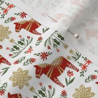 dala floral fabric - scandi christmas fabric - white