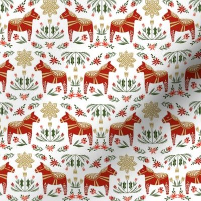 dala floral fabric - scandi christmas fabric - white