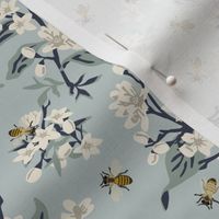 Flowers & Bees ONLY - Small - Blue