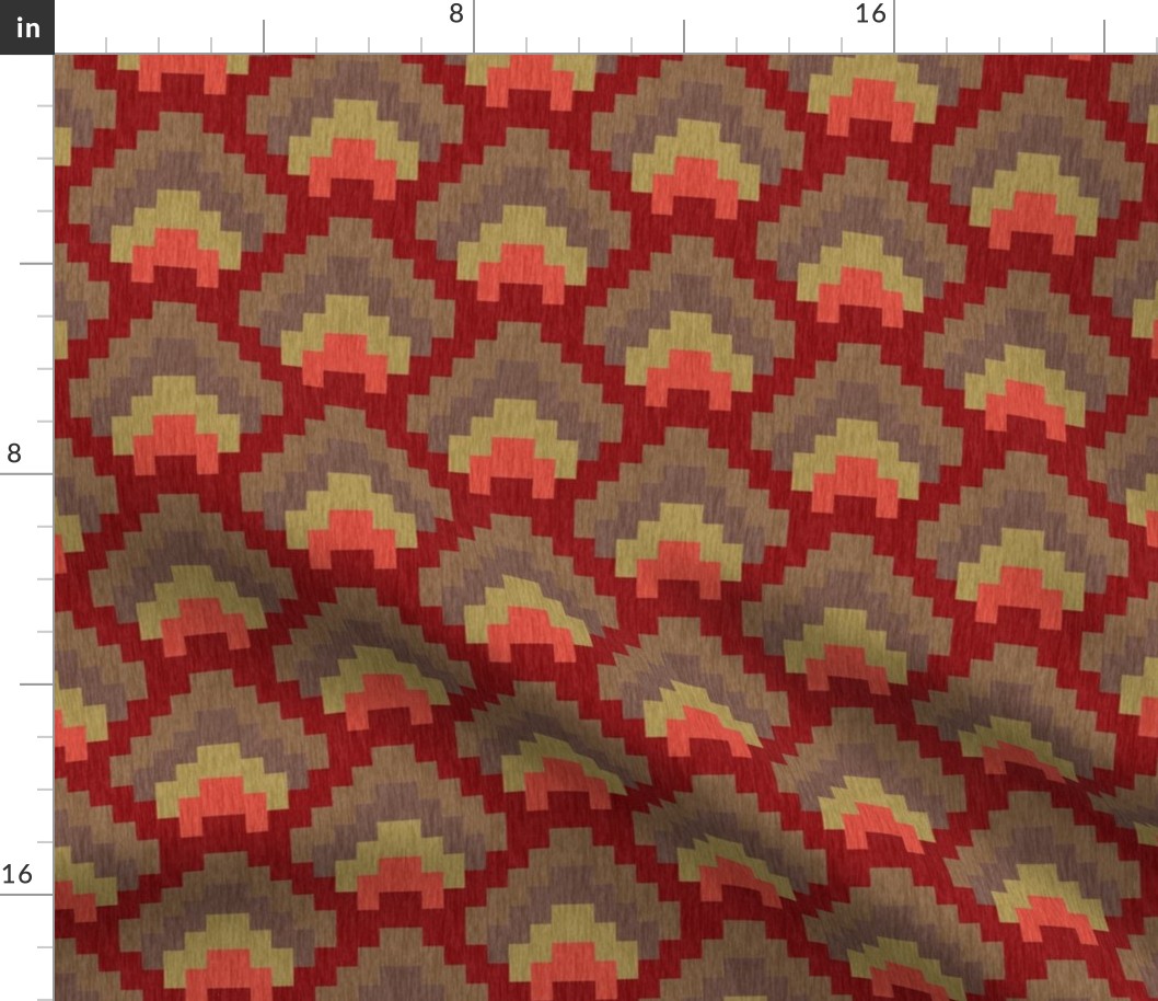 Bargello Mountain Range with Turkey Red and Browns