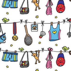 doodle sport retro kids clothesline 