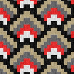 Bargello Mountain Range Black Tan Gray and Red