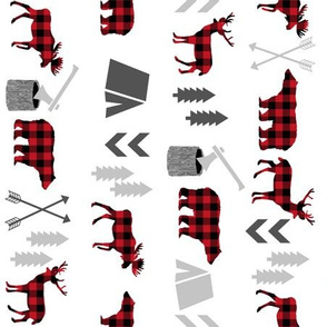 buffalo plaid woodland moose deer bear forest woodland trees camping canada kids