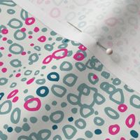 Pebbles - Teal, pink and grey on white