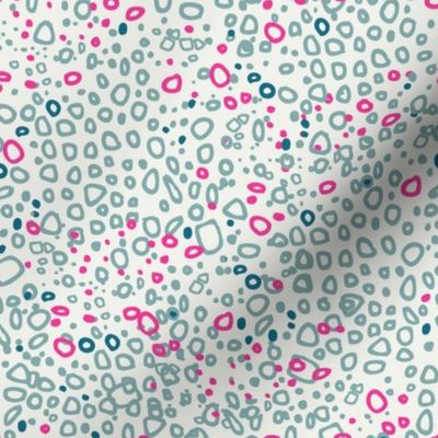 Pebbles - Teal, pink and grey on white