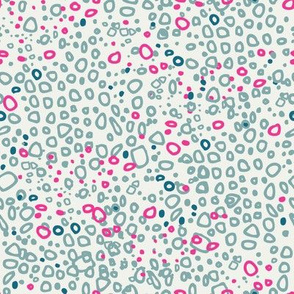 Pebbles - Teal, pink and grey on white